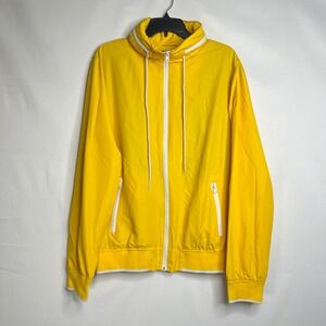 21Men Yellow Windbreaker Jacket Mens Size Large Hooded Full Zip Lightweight